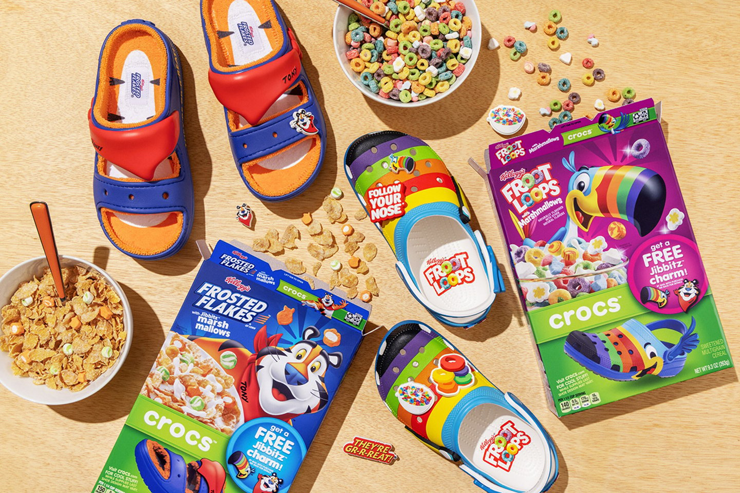 WK Kellogg collaborated with Crocs for co-branded cereal and footwear. 